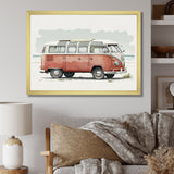 Van On The Beach - Car Van Canvas Wall Art