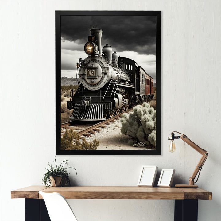 Train On The Track I - Transportation Train Canvas Wall Art