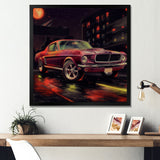 Red And Black Revving The Canvas - Cars American Muscle Canvas Wall Art