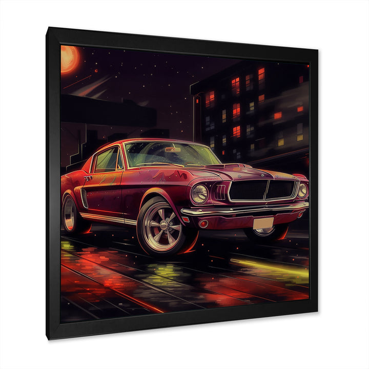 Red And Black Revving The Canvas - Cars American Muscle Canvas Wall Art