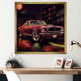 Red And Black Revving The Canvas - Cars American Muscle Canvas Wall Art