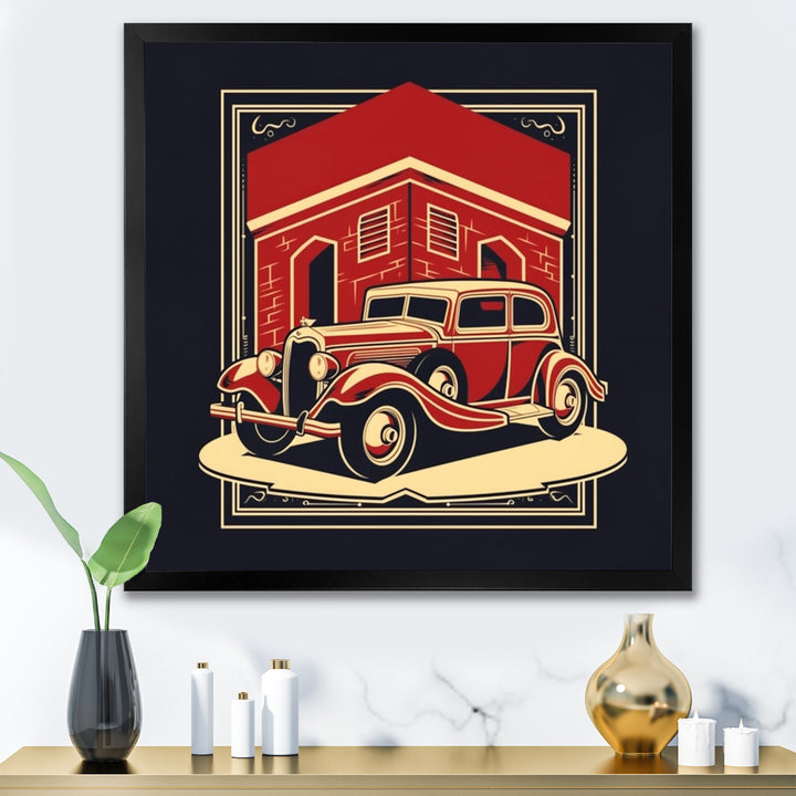 Red And Black Reflections Of Retro Cars - Cars Retro Canvas Wall Art