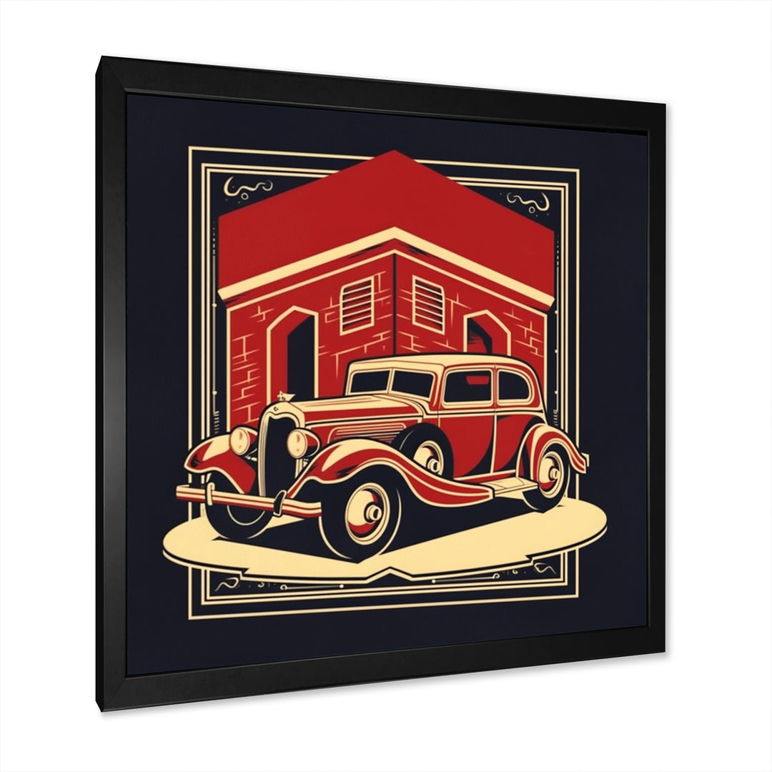 Red And Black Reflections Of Retro Cars - Cars Retro Canvas Wall Art
