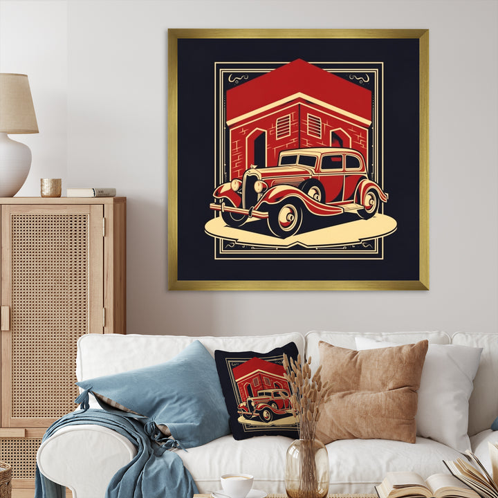 Red And Black Reflections Of Retro Cars - Cars Retro Canvas Wall Art