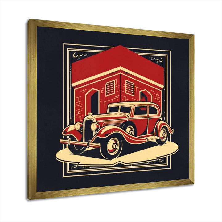 Red And Black Reflections Of Retro Cars - Cars Retro Canvas Wall Art