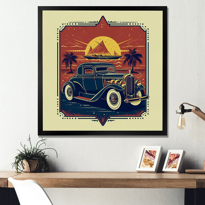 Green And Orange Reflections Of Retro Cars - Cars Retro Canvas Wall Art