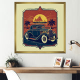 Green And Orange Reflections Of Retro Cars - Cars Retro Canvas Wall Art
