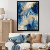 Blue And White Abstracted Liquid Art III - Abstract Canvas Wall Art