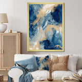 Blue And White Abstracted Liquid Art III - Abstract Canvas Wall Art