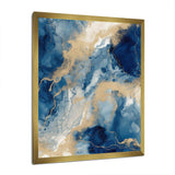 Blue And White Abstracted Liquid Art III - Abstract Canvas Wall Art