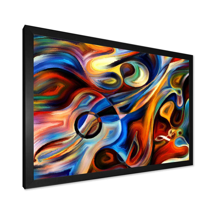 Abstract Music and Rhythm Framed Print Vibrant Black - 1.5" Width