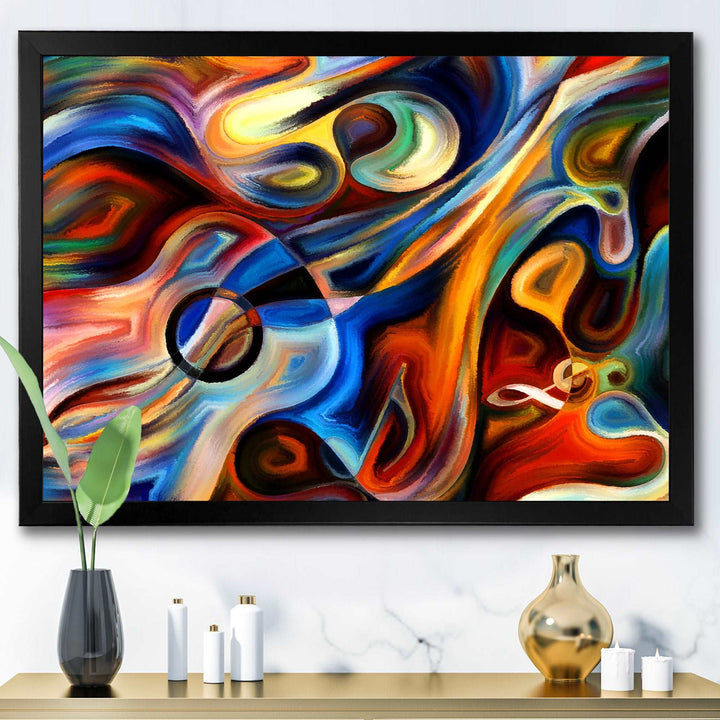 Abstract Music and Rhythm Framed Print Vibrant Black - 1.5" Width