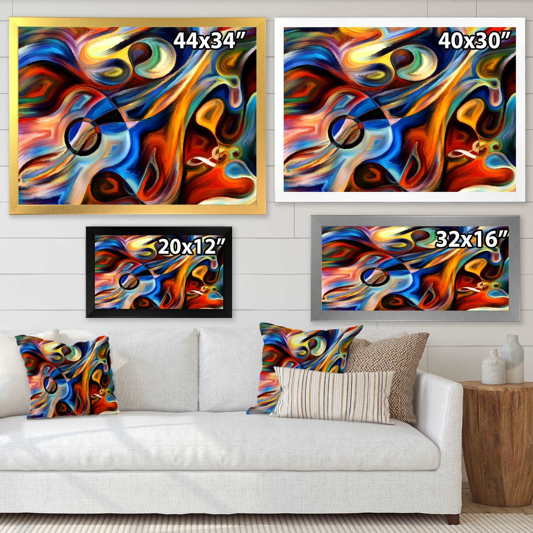 Abstract Music and Rhythm Framed Print Matte White - 1.5" Width