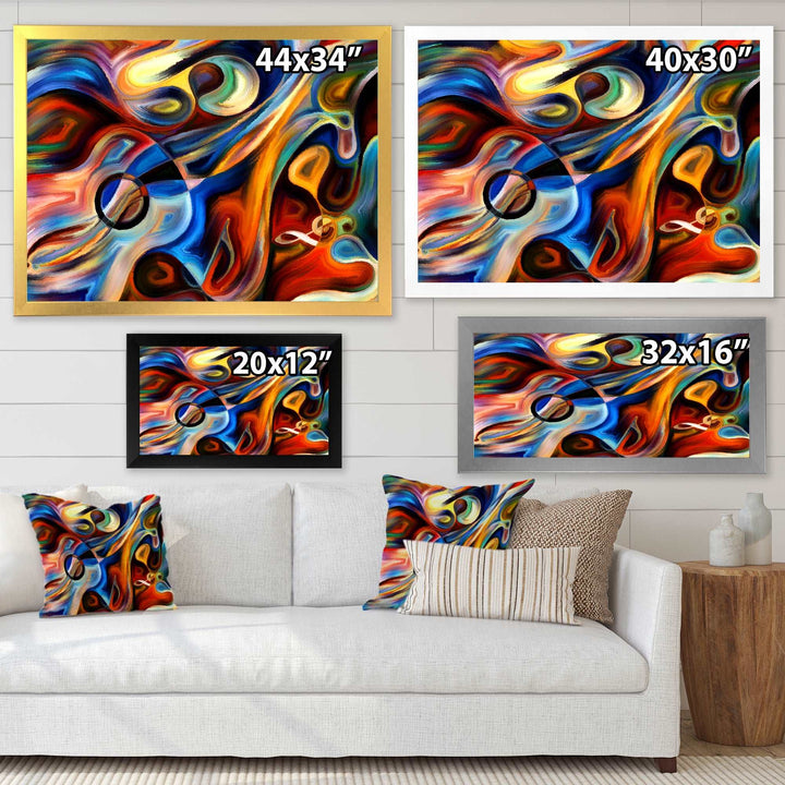 Abstract Music and Rhythm Framed Print Matte White - 1.5" Width