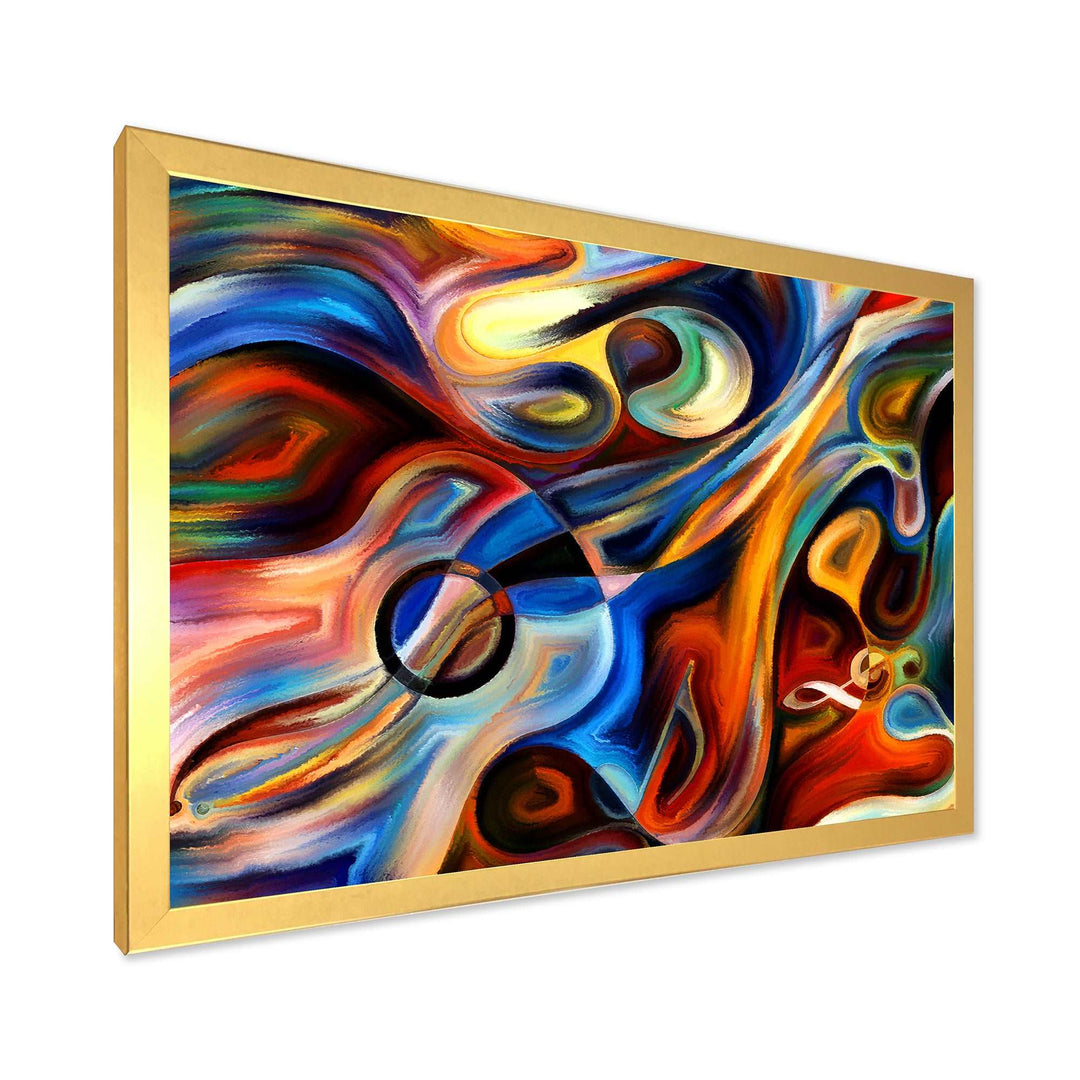 Abstract Music and Rhythm Framed Print Vibrant Gold - 1.5" Width
