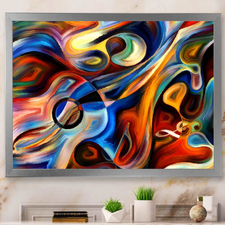 Abstract Music and Rhythm Framed Print Matte White - 1.5" Width