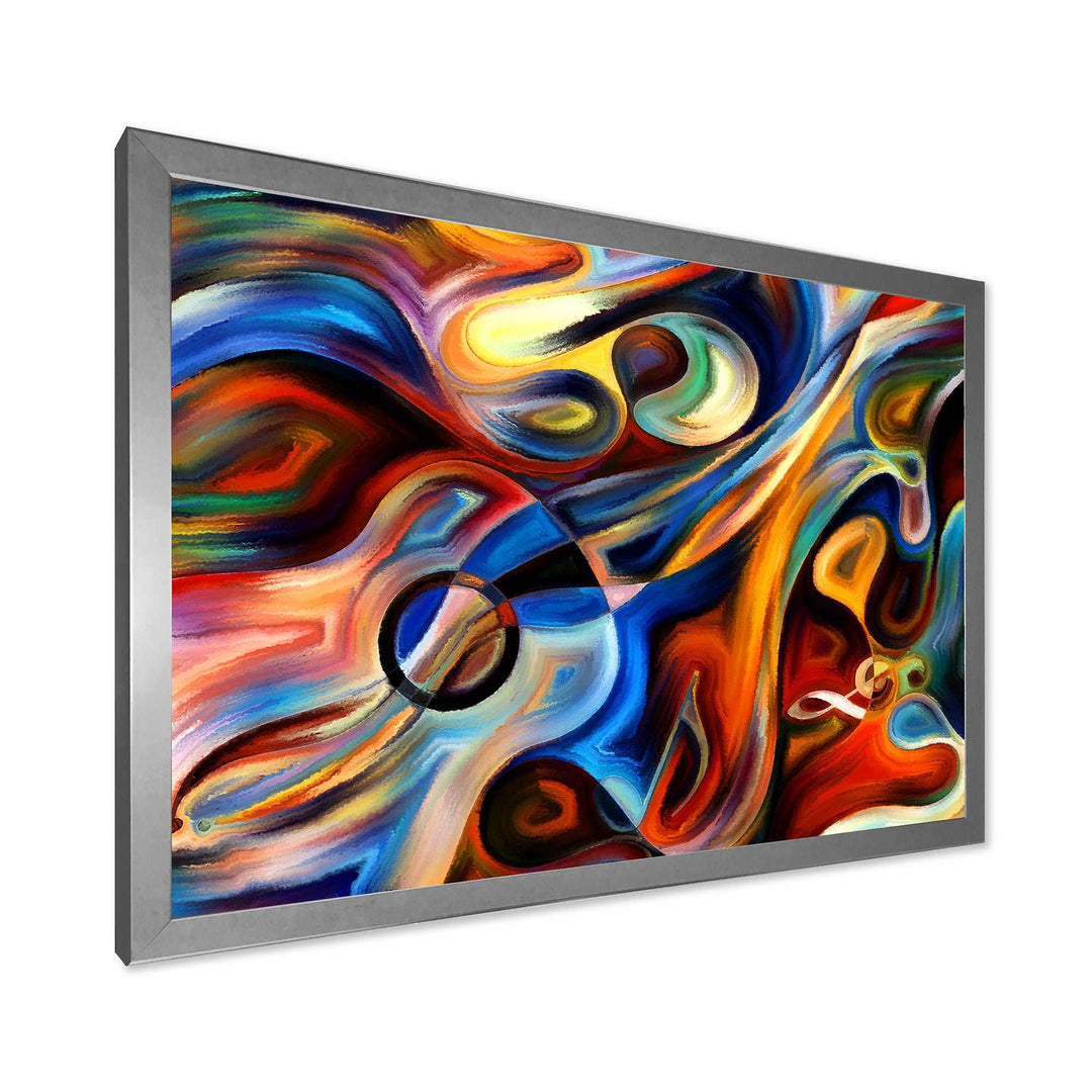 Abstract Music and Rhythm Framed Print Matte White - 1.5" Width