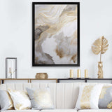 Gold And Grey Abstracted Line Artistry V - Abstract Canvas Wall Art