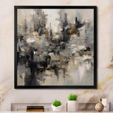 Grey Black Inner Worlds Of Marble I - Abstract Canvas Wall Art