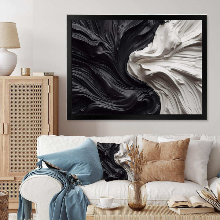 Black White Marbled Dreamscape V - Abstract Canvas Wall Art