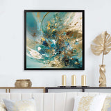 Turquoise Yellow Captivating Liquid Ink - Abstract Canvas Wall Art