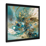 Turquoise Yellow Captivating Liquid Ink - Abstract Canvas Wall Art