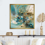 Turquoise Yellow Captivating Liquid Ink - Abstract Canvas Wall Art