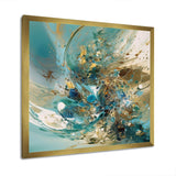 Turquoise Yellow Captivating Liquid Ink - Abstract Canvas Wall Art