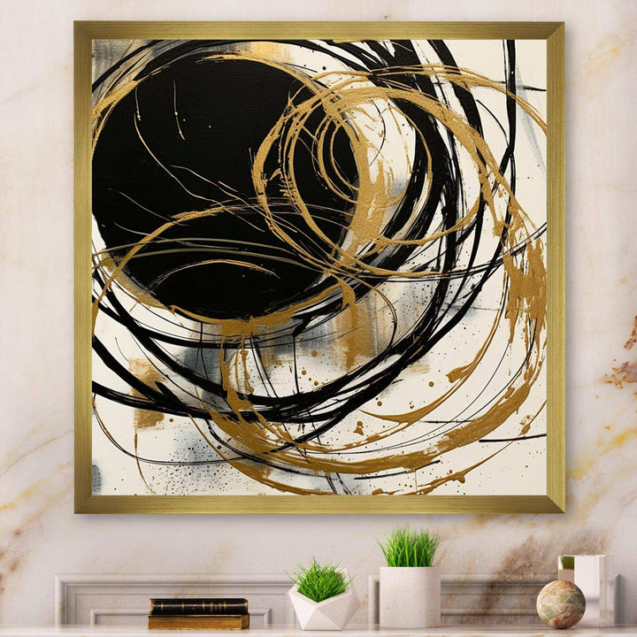 Black And Gold The Art Of Chaos V - Abstract Canvas Wall Art