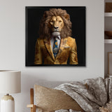 Yellow Lion In Suit - Lion Fashion Canvas Wall Art