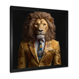 Yellow Lion In Suit - Lion Fashion Canvas Wall Art