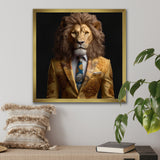 Yellow Lion In Suit - Lion Fashion Canvas Wall Art