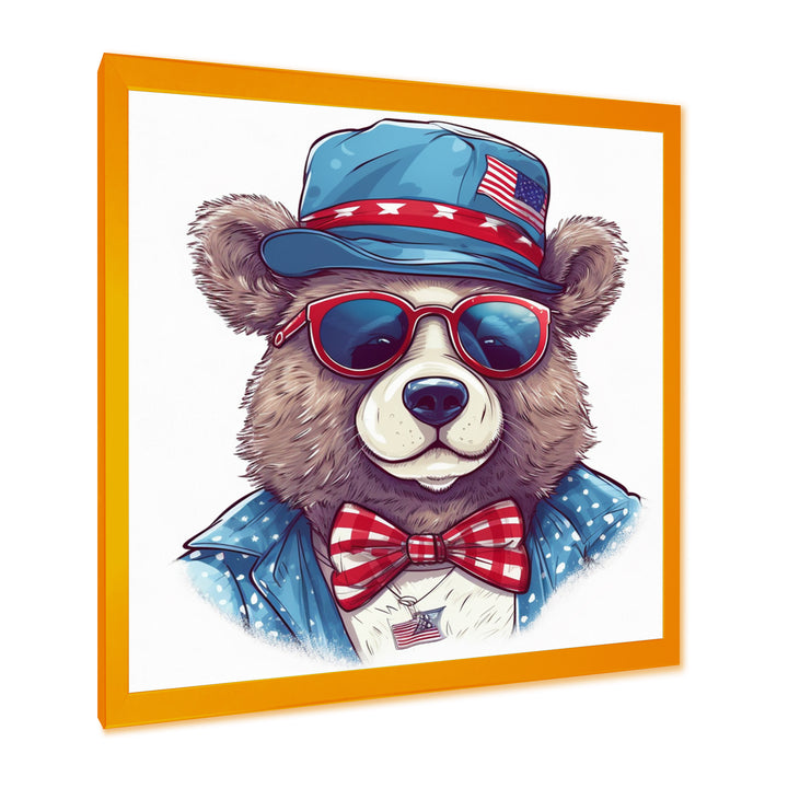Blue Bear Portrait With Hat - Bear Wall Art Prints
