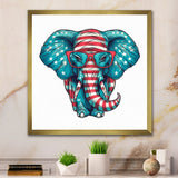 Blue Red Elephant With Glasses - Blue Elephant Fashion Wall Art