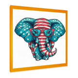 Blue Red Elephant With Glasses - Blue Elephant Fashion Wall Art