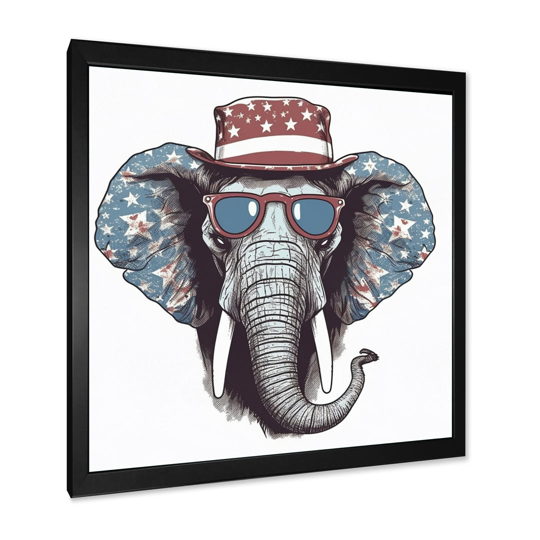 Grey Elephant With Hat - Gray Elephant Fashion Wall Art