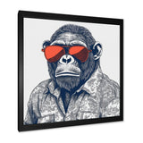 Grey Orange Monkey With Sunglasses - Monkey Fashion Framed Canvas Art