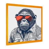 Grey Orange Monkey With Sunglasses - Monkey Fashion Framed Canvas Art
