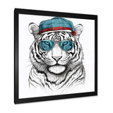 Blue Grey Tiger With Sunglasses - Tiger Fashion Canvas Wall Art