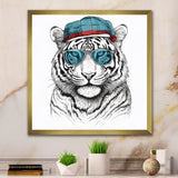 Blue Grey Tiger With Sunglasses - Tiger Fashion Canvas Wall Art