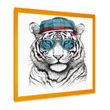 Blue Grey Tiger With Sunglasses - Tiger Fashion Canvas Wall Art
