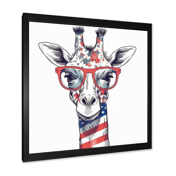 Red Blue Giraffe With Glasses - Giraffe Canvas Wall Art