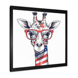 Red Blue Giraffe With Glasses - Giraffe Canvas Wall Art