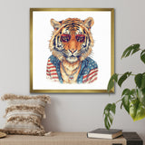Orange Blue Tiger With Sunglasses - Tiger Fashion Wall Decor
