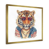 Orange Blue Tiger With Sunglasses - Tiger Fashion Wall Decor