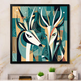 Green Beige Abstract Deer Portrait - Deer Wall Art Prints