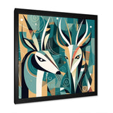 Green Beige Abstract Deer Portrait - Deer Wall Art Prints