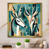 Green Beige Abstract Deer Portrait - Deer Wall Art Prints