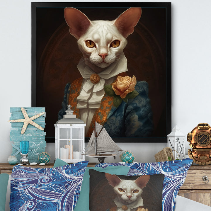 White Fancy Cat - Cat Large Canvas Wall Art
