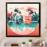 Orange Green Tropical Drinks In Paradise - Flamingo Bedroom Wall Art